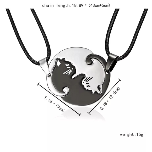 COUPLES CAT Necklaces Cat Couples Necklaces Choker - Picture 7 of 7